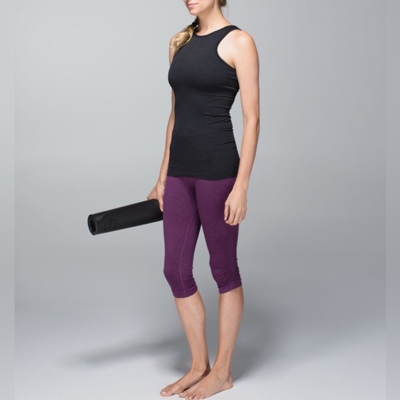 Lululemon In The Flow Crop II Leggings Heathered Berry Yum Yum Purple 2 W6B41S - Picture 1 of 8